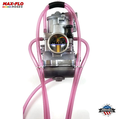 Max-Motorsports CARBURETOR VENT HOSE KIT CLEAR REPLICA PINK Max-Flo | 10'ft Uncut Carburetor Overflow Vent Hose Kit Keihin Mikuni Carb | 20 Colors