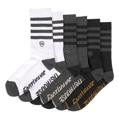 Max Motorsports Fast House Apparel Fasthouse Striped Casual Crew Socks White/Gray/Black '23 ( 3pk. ) Size: M/L